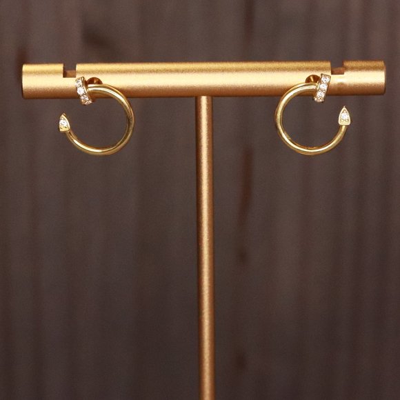 Real Gold 18K Yellow Gold Hoop Style Stud Earrings 12.2mm Fine Jewelry 1.82g